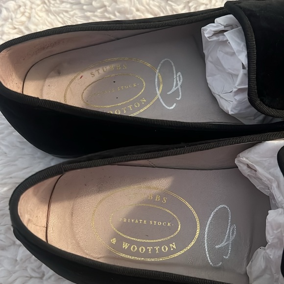 Men's Stubbs and Wooten black velvet loafers - Picture 3 of 9